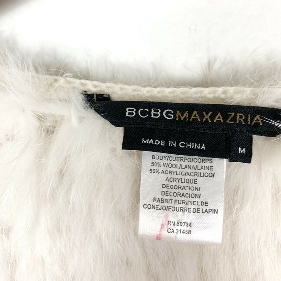 BCBGMaxAzria White Authentic Rabbit Fur Jacket - Picture 4 of 5